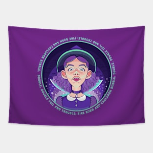 Witch, lit from potion below - 1 Tapestry