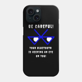 Bluetooth - blue symbol and white letters on a black background Phone Case