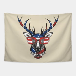 American flag  Deer with glasses Tapestry