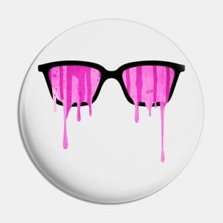 Pink Watercolor Nerd Glasses with Melting Ink Drops / Trippy Splatter Pin