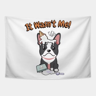 Funny french bulldog got caught stealing ice cream Tapestry