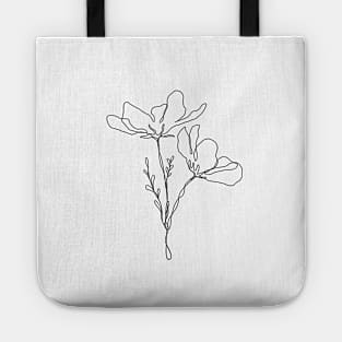 Wildflower Botanical Line Art | Elegant Floral Leaf Design Tote