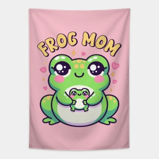 Frog Mom Cute Kawaii Toad Mother With Her Baby Tapestry