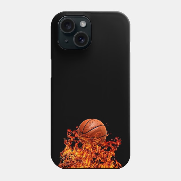 Basketball in flames Phone Case by JoAnn's Storybook Designs 