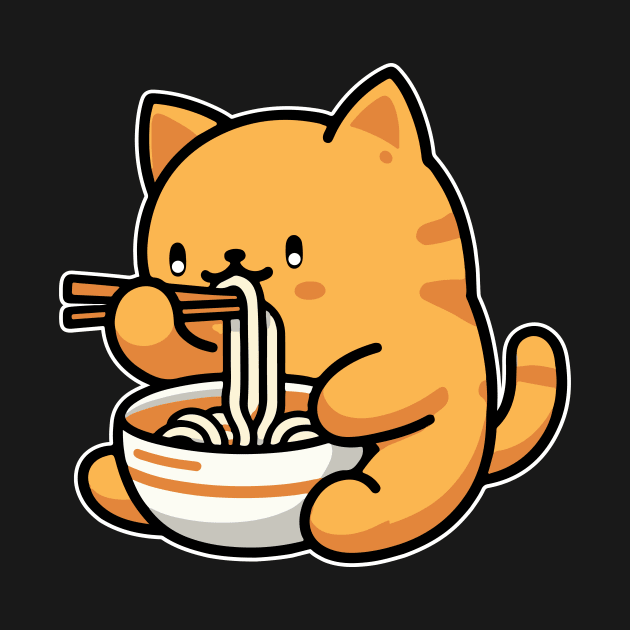 Cat eating Ramen by WAADESIGN