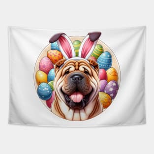 Chinese Shar-Pei with Bunny Ears Enjoys Easter Delight Tapestry