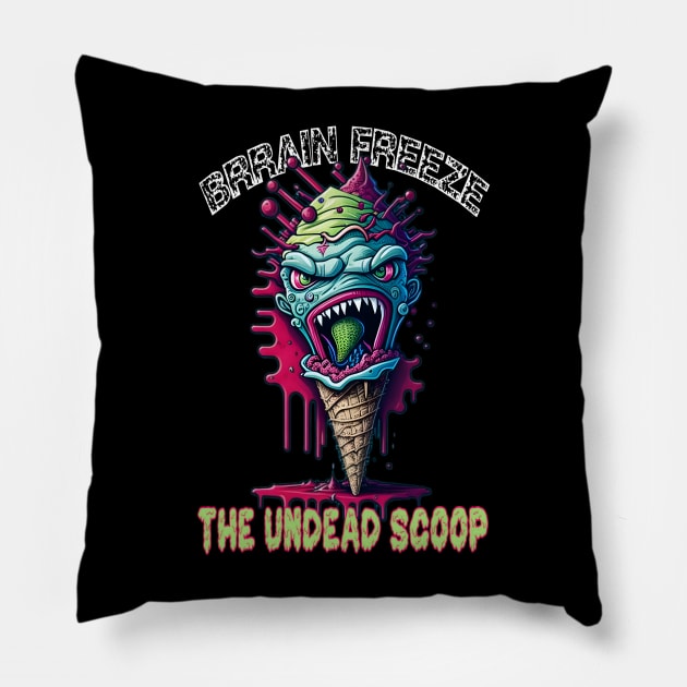 Brain freeze the undead scoop Pillow by Fadedstar