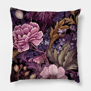 Purple Forest Flowers in the Style of William Morris Pillow