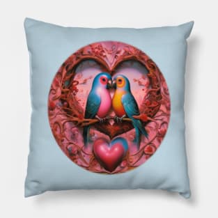 Valentine’s Day lovebirds snuggling up Pillow