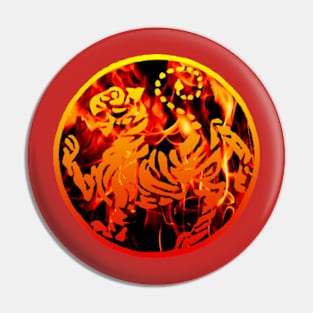 Shotokan Tiger In Flames Pin