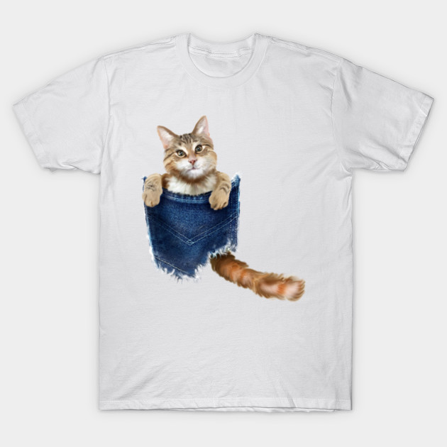 A Cat In His Pocket Cat T Shirt Teepublic