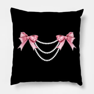 Coquette Aesthetic Pink Bows and Pearls Y2k Girly Pillow