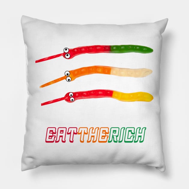 Worm On A String Sticker Candy EATTHERICH Pillow by Prossori