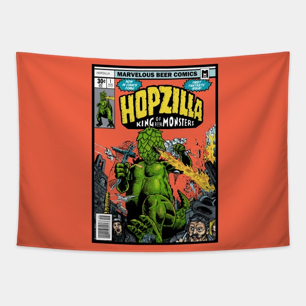 HOPZILLA - KING OF BEER MONSTERS Tapestry by LewyLewy