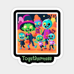 Zombies Go Trick-or-Treating for Togetherness Magnet