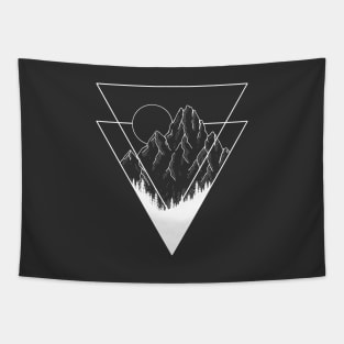 Geometric Mountains - White Version Tapestry