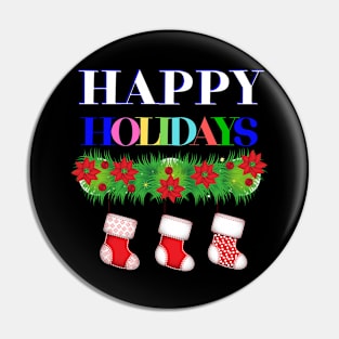 Cute Christmas Happy Holidays Poinsettia Pin