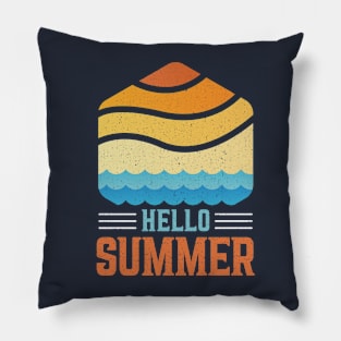 Retro Sunset Hello Summer Pillow