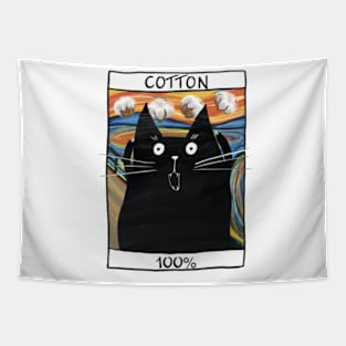 Poster with funny cat and inscription "Cotton 100%" Tapestry