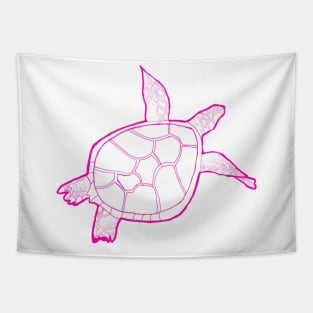 Swimming hot pink turtle Tapestry