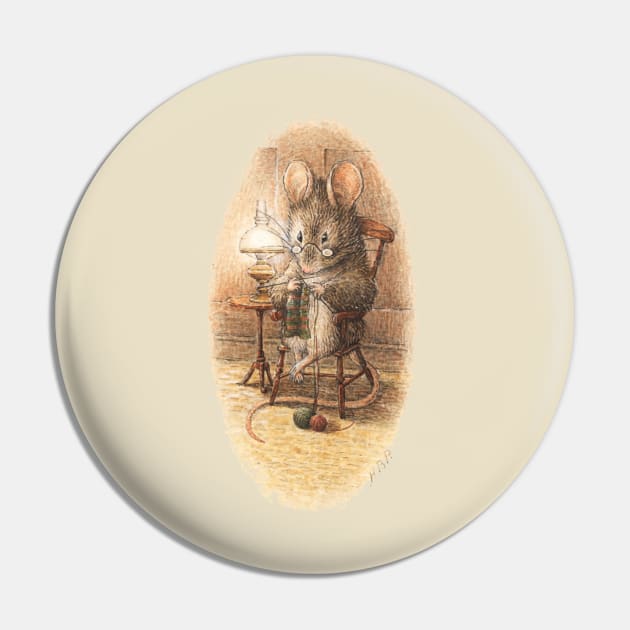 Knitting Mouse - Beatrix Potter Pin by forgottenbeauty