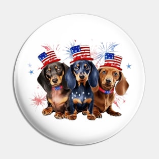 4th of July Dachshund Dogs #3 Pin