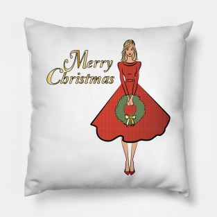 Merry Christmas Fashion Girl Pillow