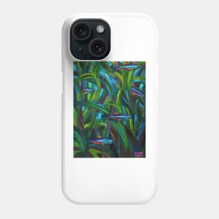 Neon Tetras Swimming in Seaweed by Robert Phelps Phone Case