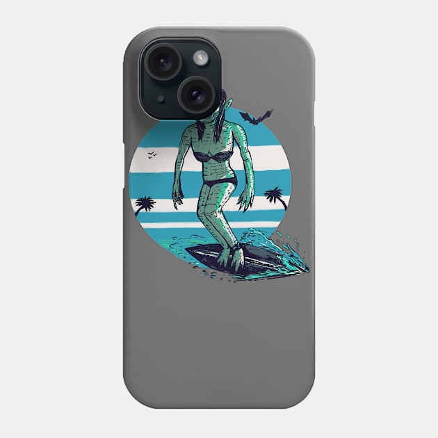 Surfer from the Black Lagoon Phone Case by Pixelmania