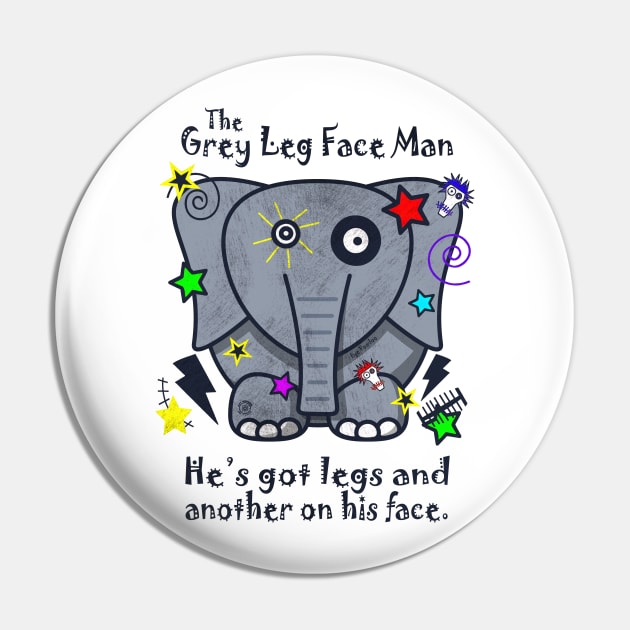 Mighty Grey Leg Face Man - Eye Voodoo Pin by eyevoodoo