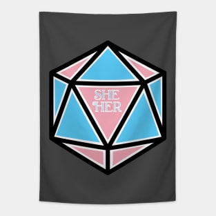 Trans Pronoun Pride D20 She / Her Tapestry