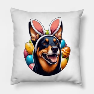 Working Kelpie Celebrates Easter with Bunny Ear Headband Pillow