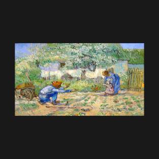 beautiful van gogh impressionist painting - First Steps, after Millet T-Shirt