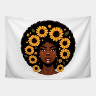 Afrocentric Woman Flowers Tapestry