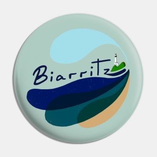 Biarritz Beach France Logo Design Pin