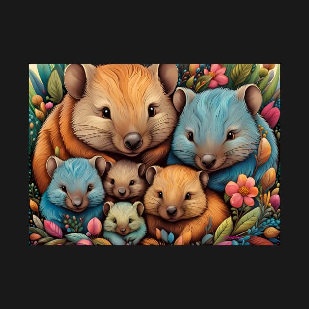 A cute Wombat family by J7Simpson