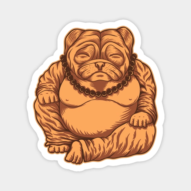 Golden Budai Pug // Funny Fat Pug Buddha Magnet by SLAG_Creative