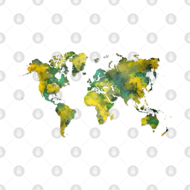 world map green yellow by JBJart