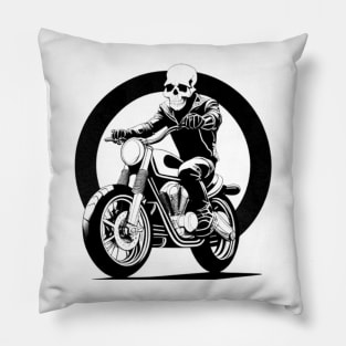 a skull rider on a motorbike Pillow