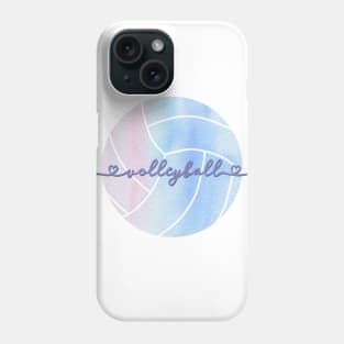 I Love Volleyball Watercolor Aesthetic Pastel Pink, Purple and Blue Phone Case