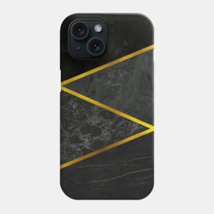 Midnight Black Onyx and Gold - Abstract Geometry Phone Case