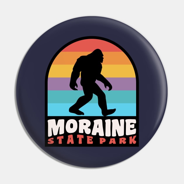 Moraine State Park Bigfoot Sasquatch Pennsylvania Retro Sunset Pin by PodDesignShop