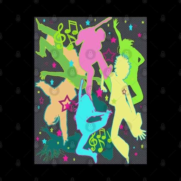 FUNKY Dancing People Live Music Retro Design Pop Art Culture 60s 70s 80s 90s New Wave New School Old School Concert Festival by Shayna