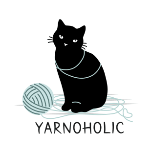 Yarnoholic Black Cat T-Shirt