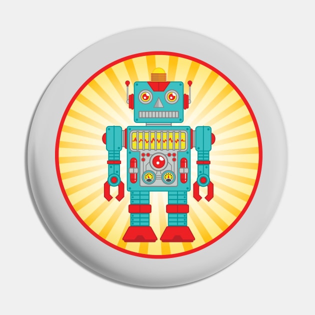 Tin Toy Robot Pin by ArtistXero