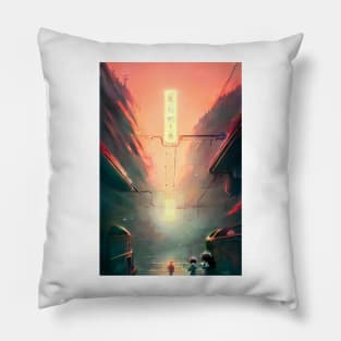 Anime Kids Magical Place Japan Railway Landscape Pillow