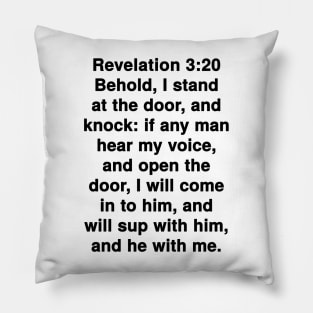 Revelation 3:20 King James Version Bible Verse Typography Pillow