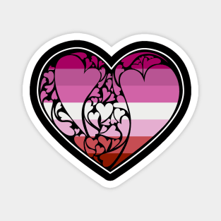 Lipstick Lesbian Pride Flag LGBT+ Heart Magnet