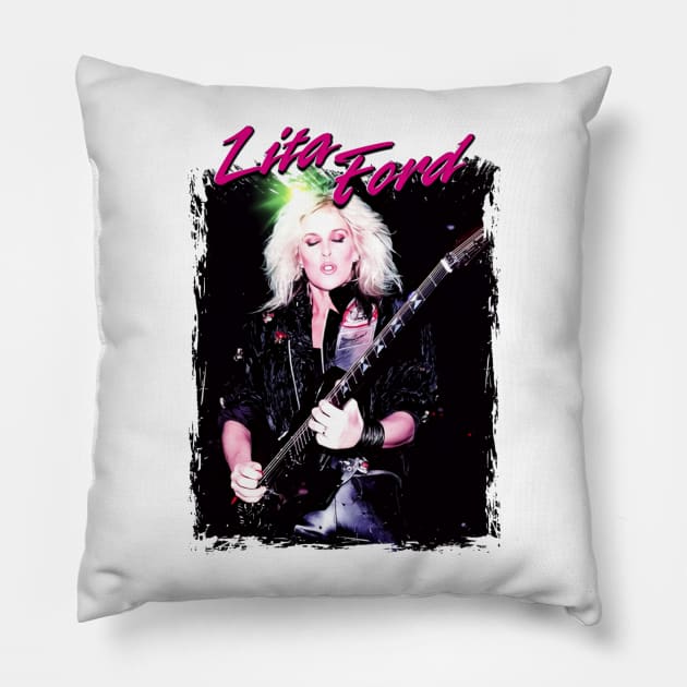 Rock woman_musician_8 Pillow by Press Play Ent