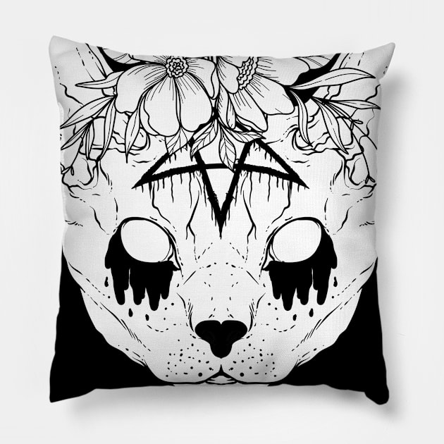 Cottagecore Aesthetic Gothic Sphynx Cat Occult Pillow by Alex21